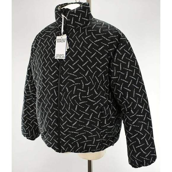 MARCELO BURLON COUNTY OF MILAN Army Green Reversible Puffer Down Jacket XL NWT - Picture 2 of 3